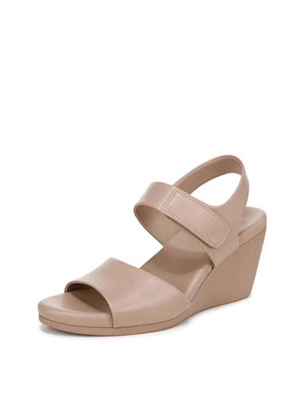Naturalizer Womens Imani Wedge Sandal Vintage Mauve, Beige, Tan, Leather 9 New